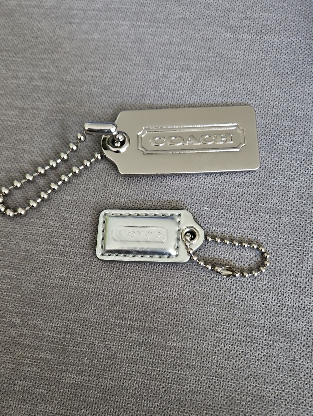 2 - Coach Hangtag / Fob / Charm / Keychain - Silver Color